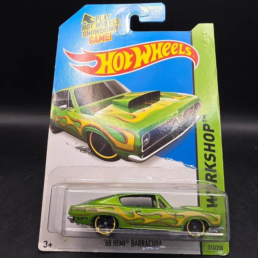 Hot Wheels '68 Hemi Barracuda Green Flames HW Workshop 2015 Heat Fleet